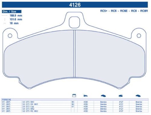 klocek hamulcowy CARBONE LORRAINE 4126 RC8R