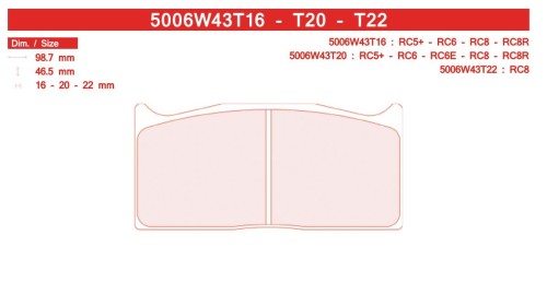 Klocek hamulcowy CARBONE LORRAINE 5006W43T20 RC8R.