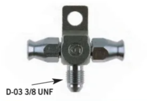 trójnik do przewodów hamulcowych z gwintem zewnętrznym D-03 i przyłączami przewodu