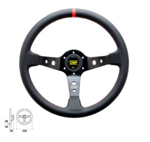 kierownica OMP CORSICA LISCIO BLACK - red
